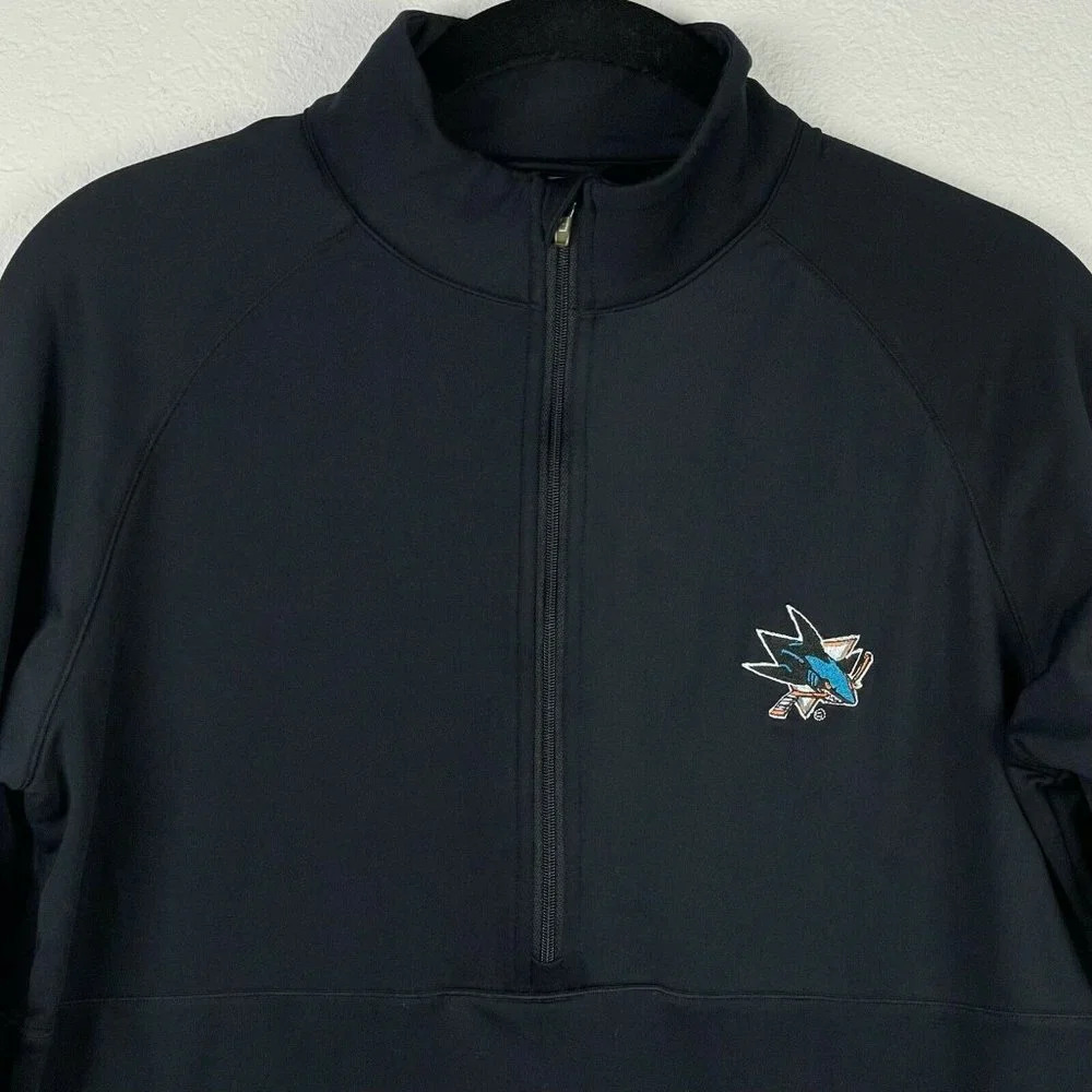 San Jose Sharks Jacket Men's Sz S Track 1/2 Zip Pullover Long Sleeve Black - Picture 4 of 9